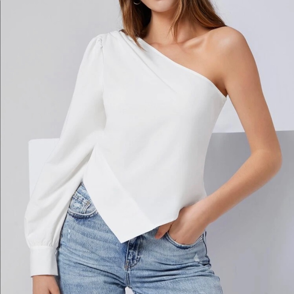 One Shoulder Asymmetric Hem Top